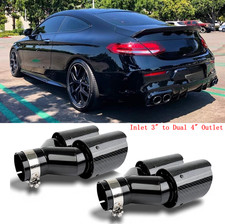 2x Carbon Auspuffblende Endrohr Doppelrohr f&uuml;r Mercedes C205 Coupe A205 AMG Line