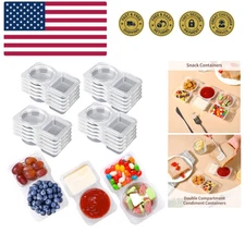 20PCS Double Compartment Condiment Containers - Reusable and Leak-Resistant