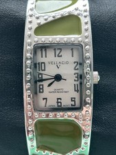Vellacio Green And Silver Tone Women s Cuff Watch