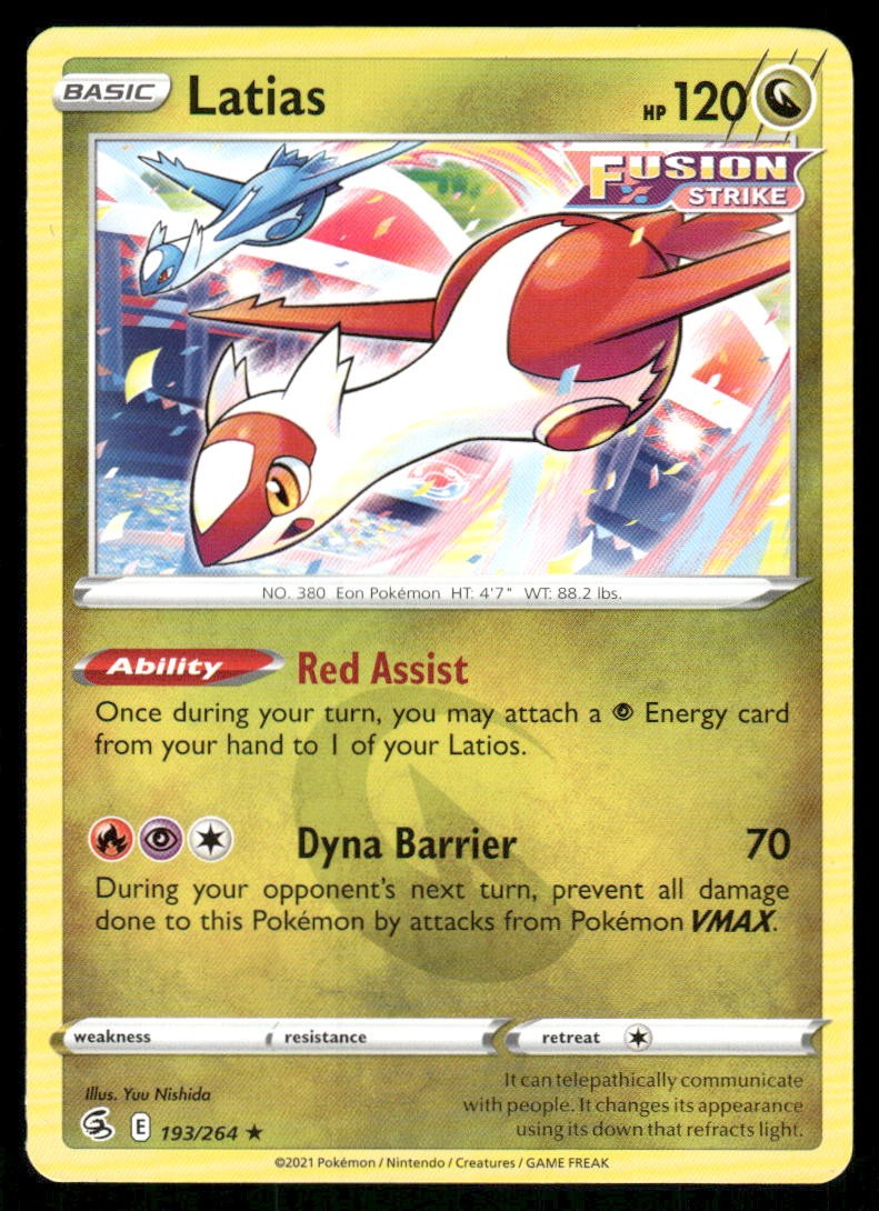 Latias 193/264 Rare Fusion Strike Pokemon Near Mint