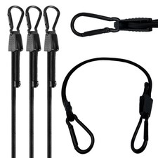24 Inch-Adjustable 4 Pack Black Bungee Cords with Hook,Superior Rubber Heavy ...