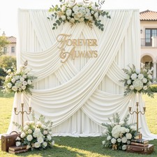 12x10ft Ivory Backdrop Curtains Wrinkle Free 2 Panels For Wedding Party