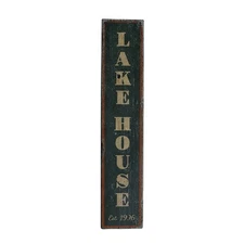 Lake House Est Date, Vertical Lake - Rustic Distressed Wood Sign