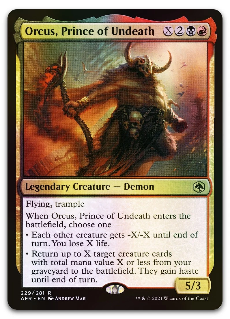 orcus mtg card Custom Proxy You lose X life Deck #786 Orcus, Prince of