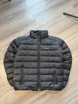 Marmot Men's Black Puffer Jacket Goose Down Full Zip Quilted Size L