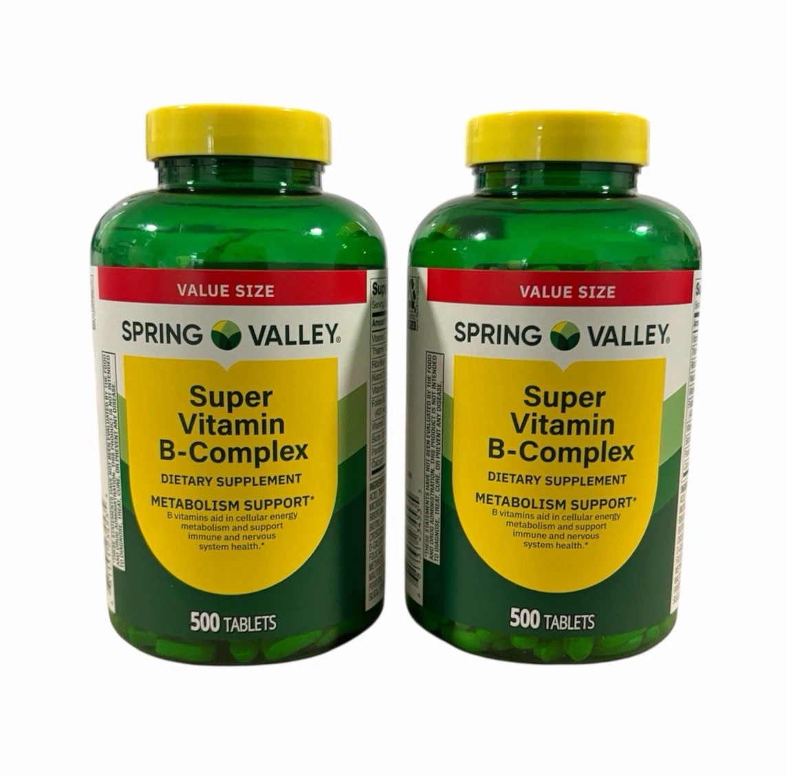 Spring Valley Super Vitamin B-Complex Tablets Supplement 500 Count