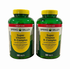 Spring Valley Super Vitamin B-Complex Tablets Supplement 500 Count Exp 7/2027 X2