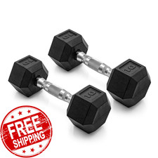 CAP Barbell Rubber 10 Lb Pair Set of 2 Coated Hex Dumbbells Weights 20 Pounds