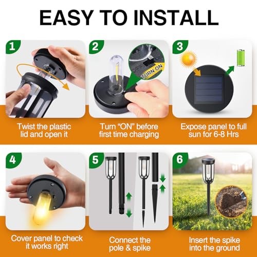 Solar Pathway Lights Outdoor 8 Pack, Bright Solar Lights Outdoor Waterproof - Picture 7 of 7