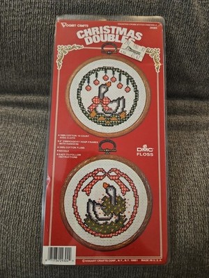 Vogart Crafts Christmas Doubles Cross-Stitch Kit With Goose Designs & DMC Floss