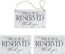 3 PCS Reserved Row Signs, Hanging Wooden Wedding Reserved Signs for Weddings, Sp