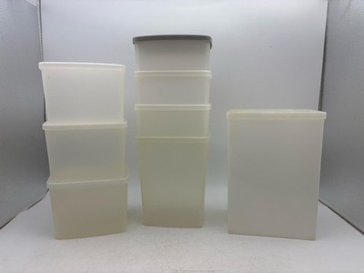 Vintage Tupperware Sheer Freezer Set 8 Stackable Lids 484-4 311-76