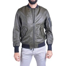 DIESEL L PARKER 0EATQ Mens 100% Lambskin Leather Front Zip closure Bomber Jacket