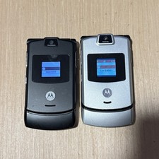 Lot Of 2 Motorola RAZR V3/M Blk-Silv Flip Phone  UNTESTED  Sold as is No Charger 