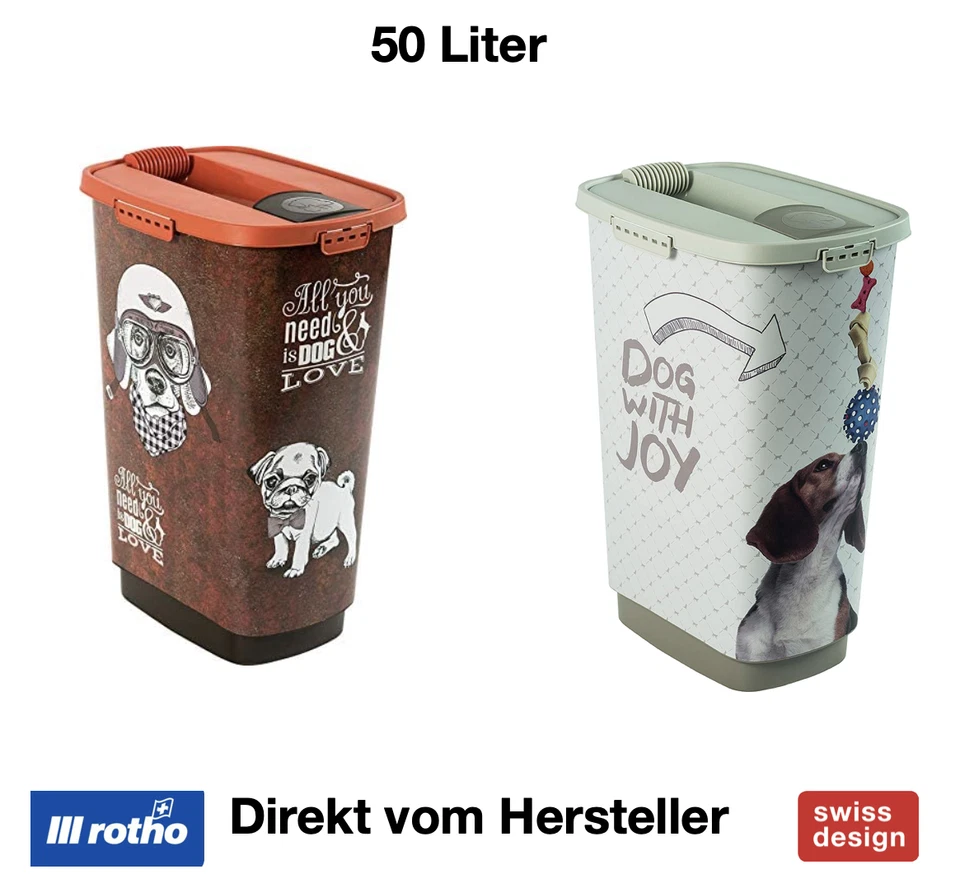 Rotho Cody Tierfutterbehälter 50 l Hunde Futter Dose geruchsdicht Schütte Box - Bild 2 von 3