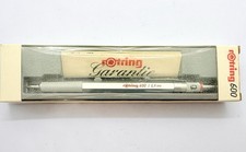 Rotring 600 primera versión NOS. Lápiz mecánico de resorte 0,9 mm plateado con caja