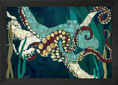 Metallischer Oktopus V gerahmtes Wandbild Poster Leinwanddruck Bild