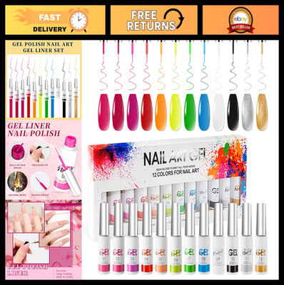 12-Color Nail Art Gel Polish Set - Liner & Gel Paint for Creative Nail Design