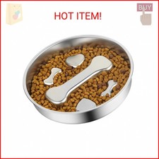 Novery Non-Slip Stainless Steel Slow Feeder Dog Bowl, 2-Cups