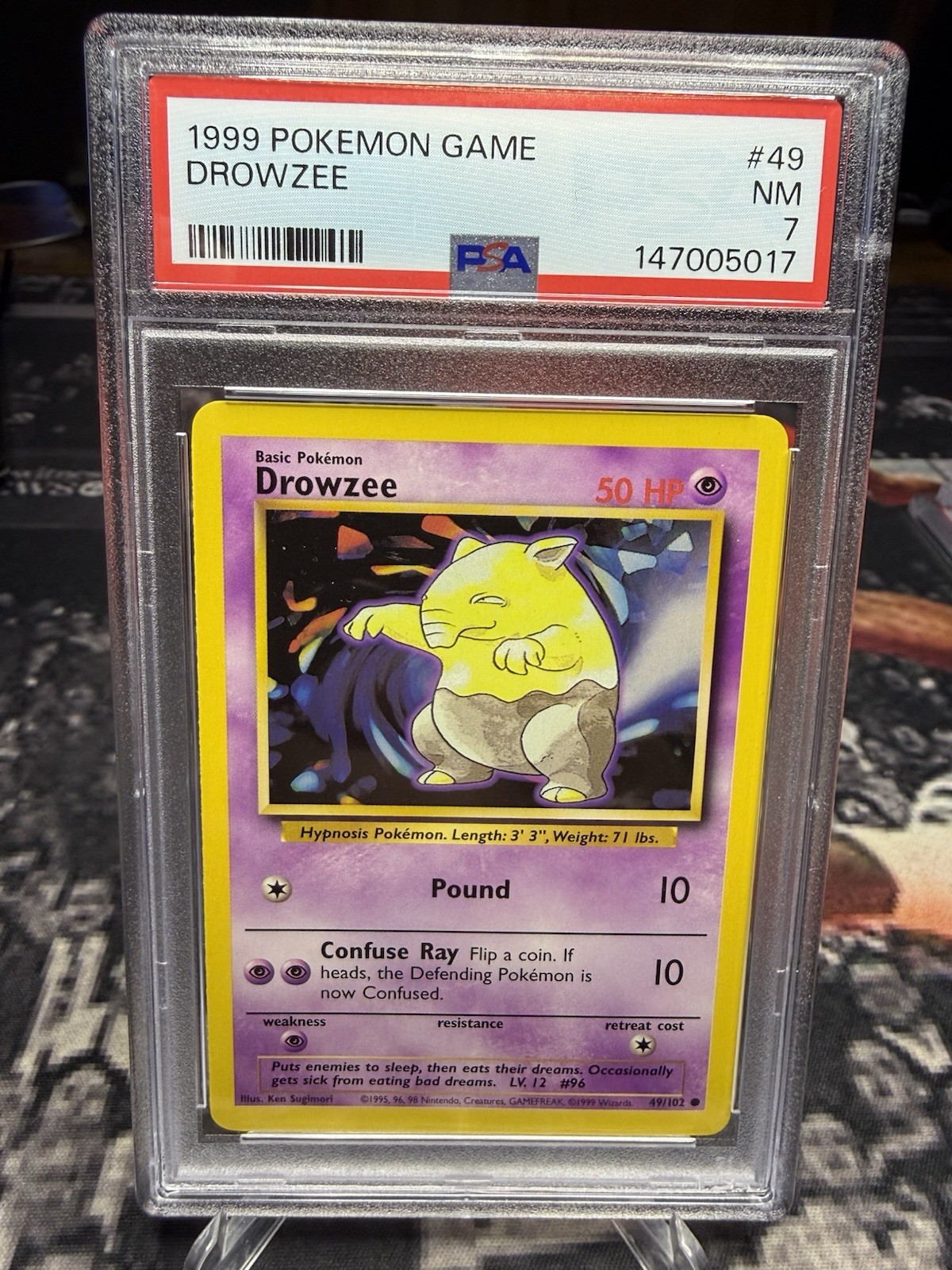 1999 POKEMON BASE SET UNLIMITED #49 DROWZEE PSA 7