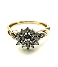 9ct Gold Diamond Starburst Ring Vintage Sparkly Diamond Cluster Ring For Her WOW