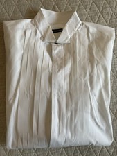 GITMAN BROS. Made in USA Wing Collar Pleated French Cuff Formal Shirt 16 1/2-34