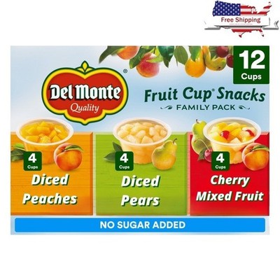 No Sugar Added Fruit Cup Snacks Variety Pack 4oz Cups 12 Count Diced Fruit New
