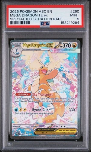 2026 POKEMON ASCENDED HEROES SPECIAL ILLUSTRATION RARE MEGA DRAGONITE EX PSA 9