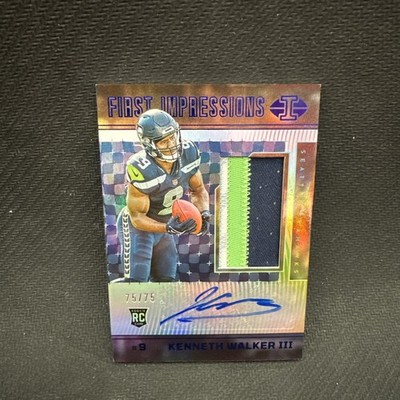 KENNETH WALKER III 2022 ILLUSIONS ROOKIE 3 COLOR PATCH AUTOGRAPH AUTO #75/75