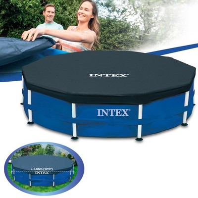 Intex Abdeckplane Ø 366 cm rund schwarz Vinyl Frame Pool Abdeckung Poolabdeckung