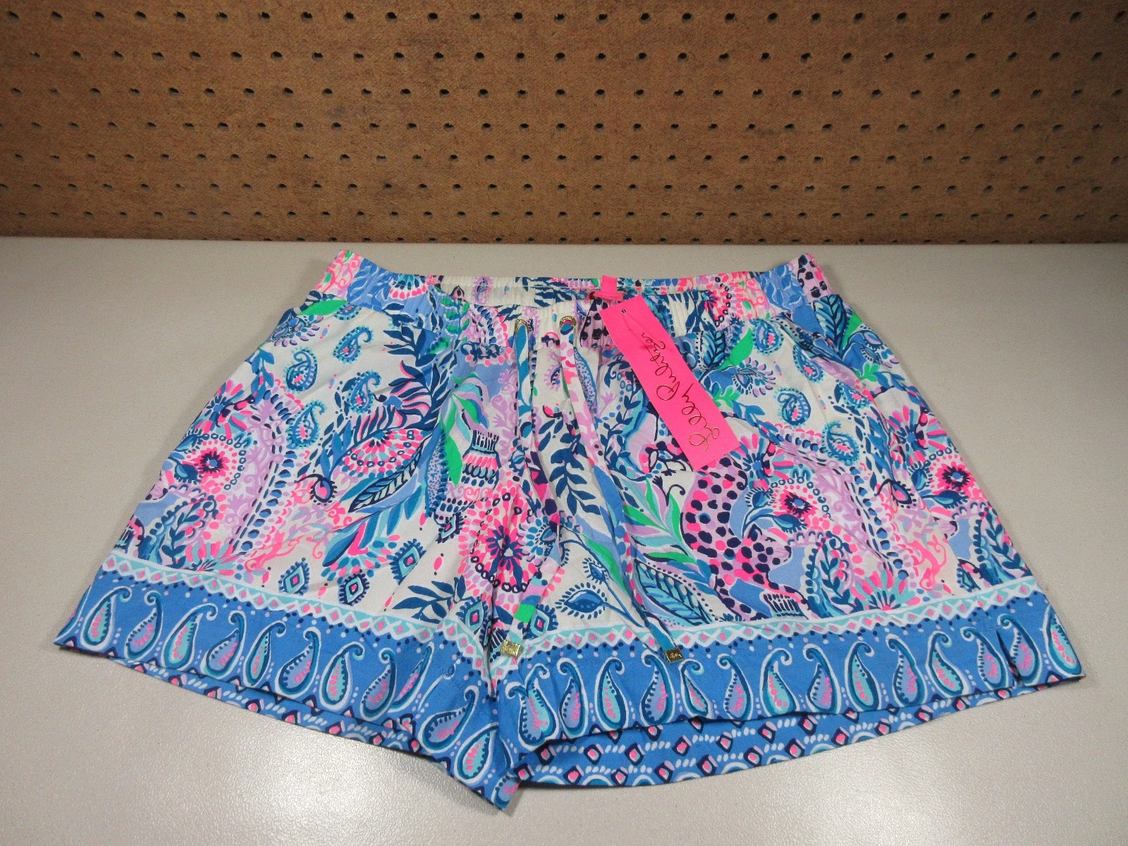 Lilly Pulitzer womens colorful Katia floral paisley drawstring shorts S NWT