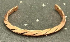 Vintage Copper Twist Cuff Bracelet Braided Rope Design 21 grams