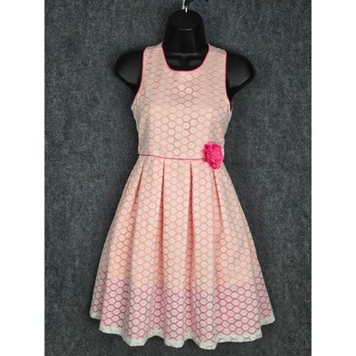 Jona Michelle Girls Pink Floral Lace Dress Flower Accent Party Special Occasion