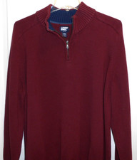 men's Lands' End 1/4 Zip Red and Blue Drifter Sweater 100 Cotton Size 2XL
