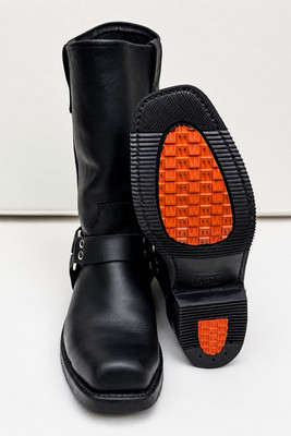 Double-H Men's 4008 Black Leather Harness Mid-Calf Pull-On Square Toe Boot 9.5D