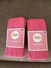 Circo - 2 Pair - Cotton Chunky Cable Tights Paradise Pink Size 7-10