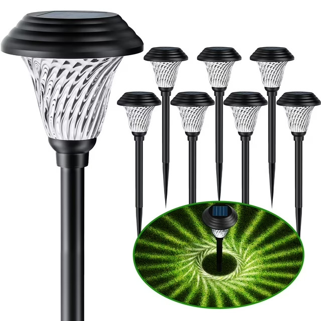 8Pack Solar Lights Outdoor Garden Path Light Waterproof Up to 8 hours Cold White