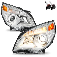 For 2010-2015 Chevy Equinox Halogen Projector Chrome Headlights LH+RH w/Bulbs
