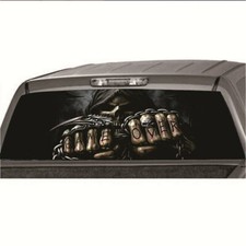 Calcomanía decorativa para ventana trasera de coche Parca calavera vinilo gráfico 22x65 pulgadas