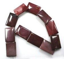 Cuentas rectangulares de jaspe moukaite 35x25 mm 15" hilo / 11 cuentas mookaite (125)