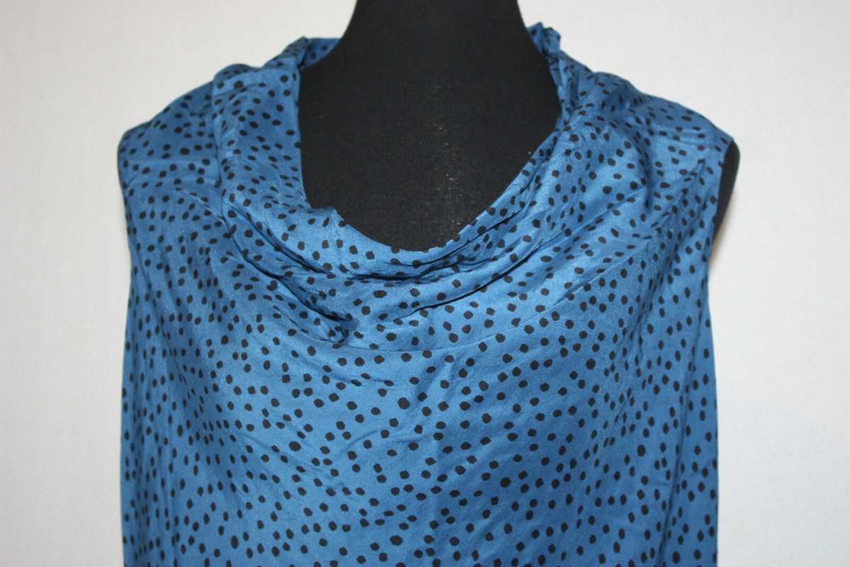 HOBBS London Womens Sz US Blue Silk Blend Polka Dot Drop Cowl
