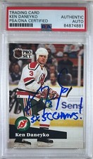 Ken Daneyko auto insc 1991 Pro Set card #139 PSA Encapsulated New Jersey Devils