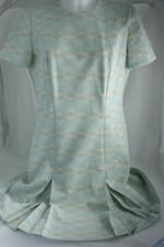 Vintage short sleeve dress Large blue geometric pattern
