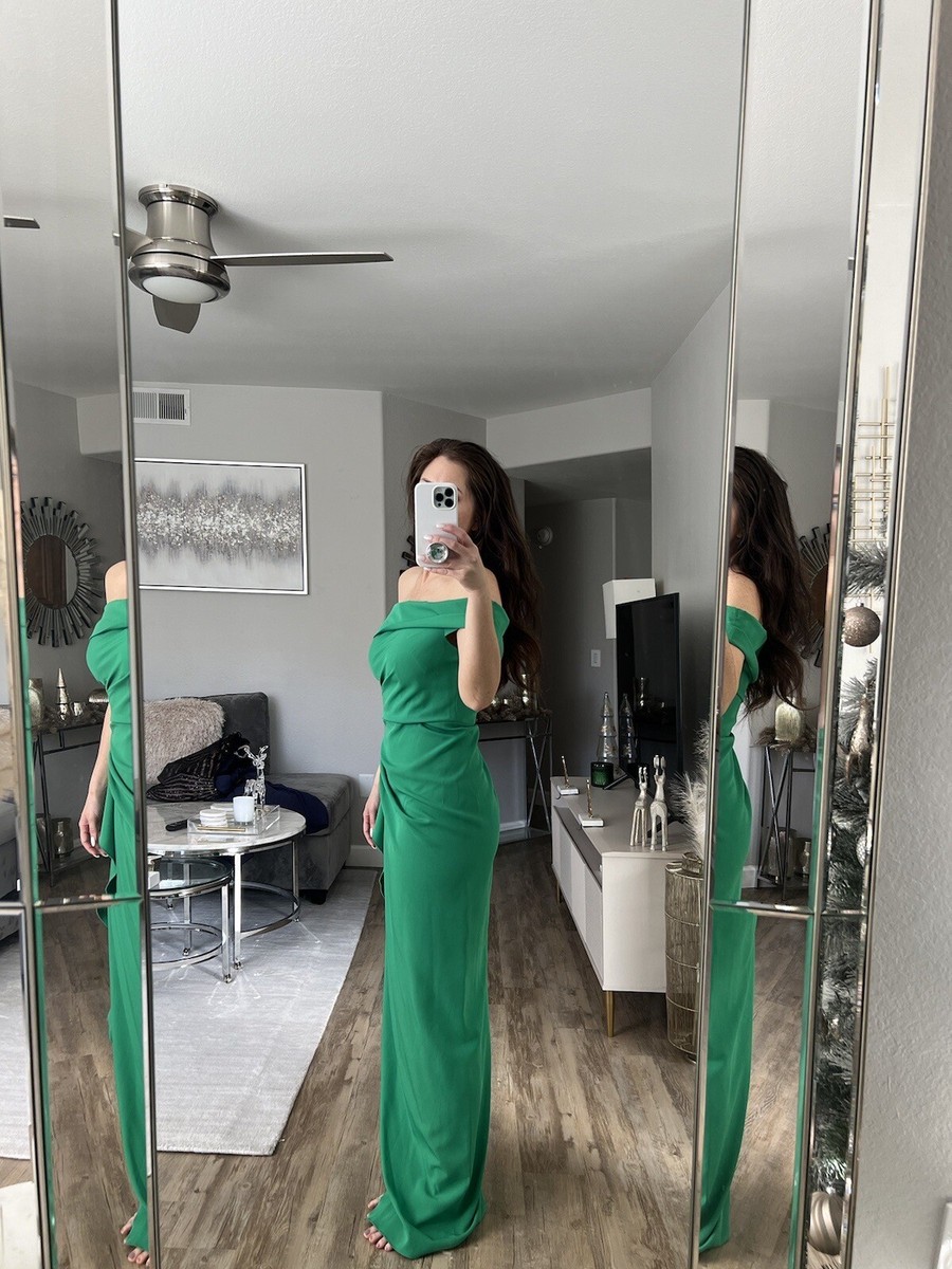 Vince Camuto Green Off Shoulder Asymmetrical Dress Women's Size 4 | eBay