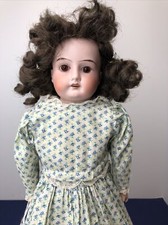 15" Antique Armand Marseille Mable Bisque Doll Leather Body BR Stat Eyes #SF
