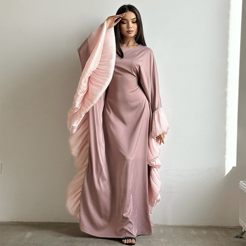 chinese dress ladies Prayer Abaya Dress for Women, Loose Solid Muslim Dress&Hijab Chiffon Long  Sleeve Full Coverage Dubai Kaftan Dress Middle East Arabian Caftan Kimono  Robe Islamic Ball Gown Apricot&Hijab One Size at Amazon Women's main image 1
