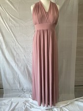 Ladies Rose Summer Evening Prom Long Dress size 10 Halterneck Bra Support - USED
