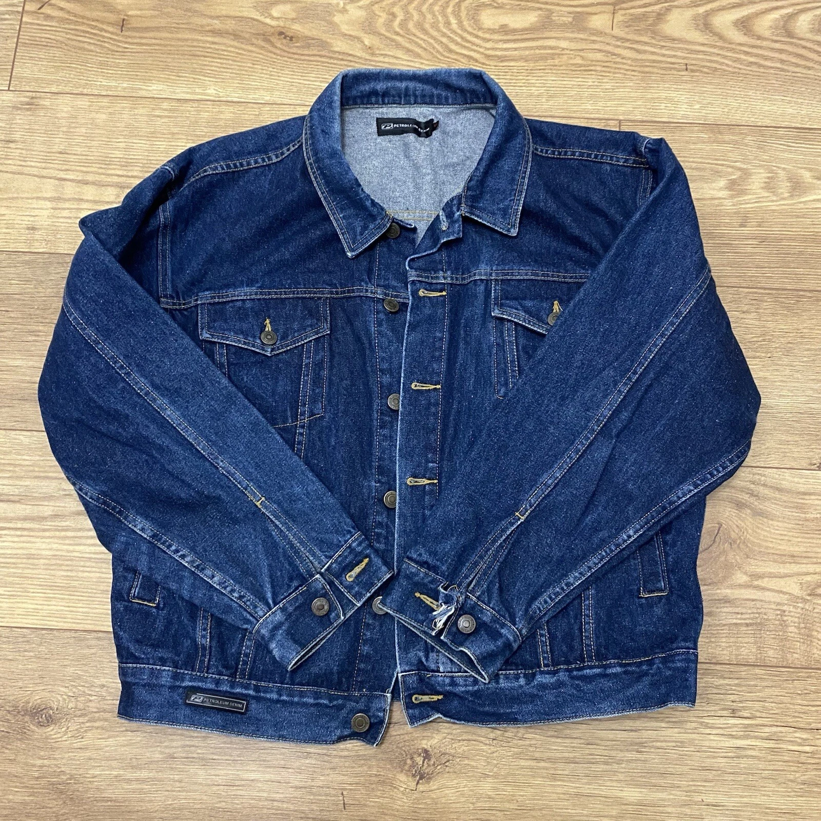 Men’s Blue Petroleum Denim Jacket Uk Size XL