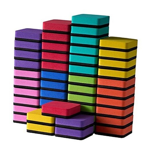 White Erasers 40 Pack Mini Magnetic Whiteboard Erasers - 2x2 Inch Square Dry Erase Board Cleaners For Office & Classroom Classroom Office Erasers Bulk