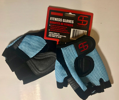 NWT SHRED & TONE Fitness Gloves! Size Small 1/2 finger BLUE size LARGE